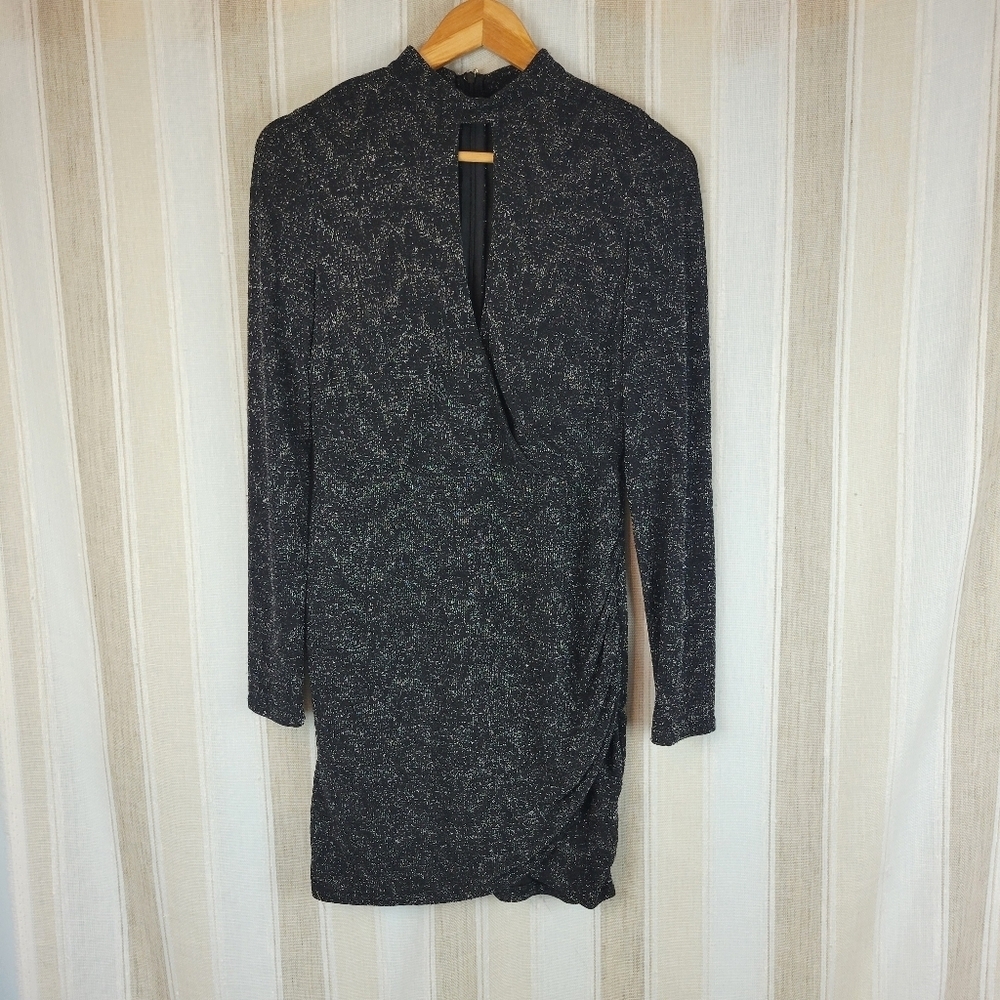 NEW Fashion Nova Sparkly Shimmery Mini Dress Long Sleeves Black Size Extra Large